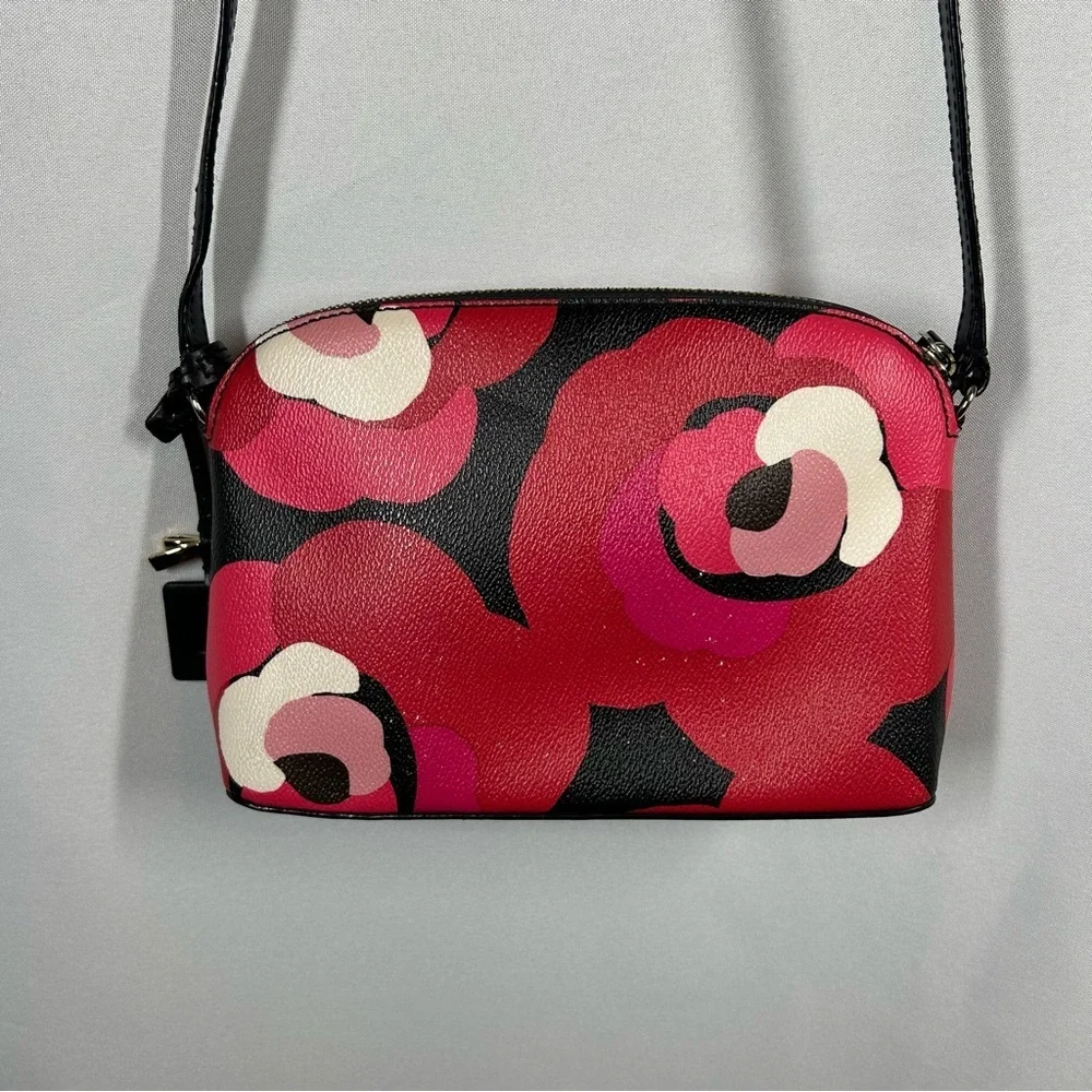 Kate Spade | Leather Floral Crossbody Red Black